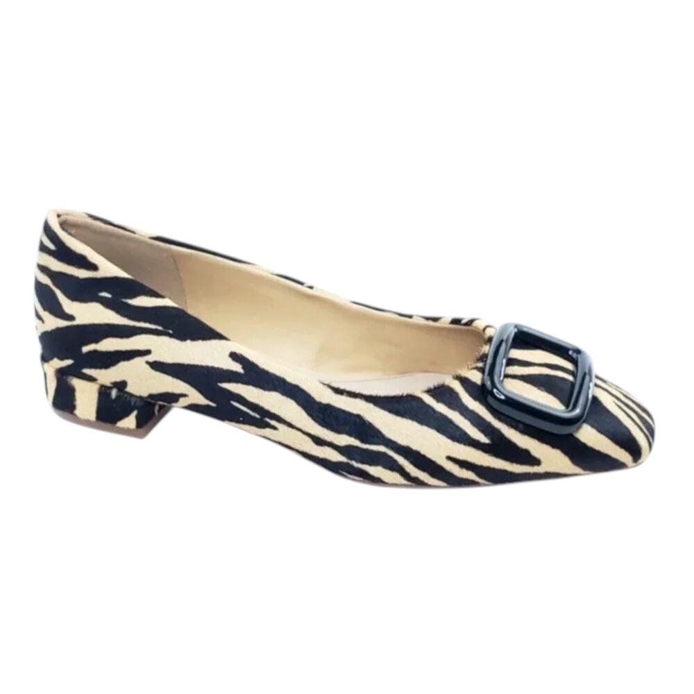 Giani Bernini Women's Borraa Snip Toe Dress Flats Black White Zebra Size 7